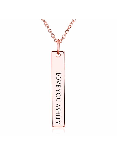 Personalized Vertical Bar Necklace Engraved Name Pendant with Birthstone Customized Name Necklace Jewelry Gift for Couple