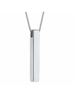 Funcok Personalized Stainless Steel Name Engraved 3D Bar Pendant Necklaces Jewelry Gifts