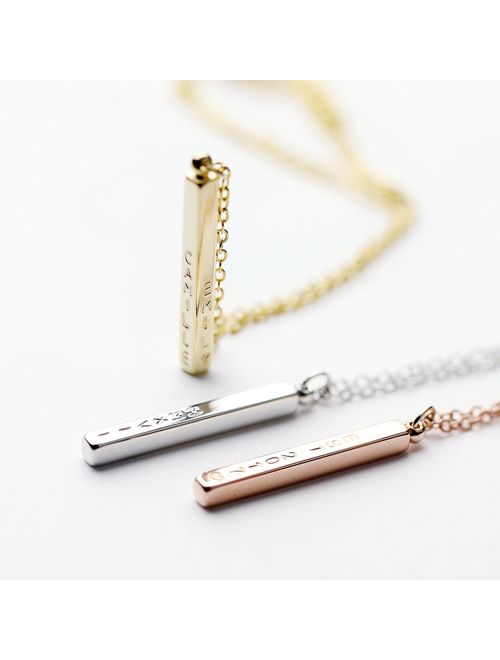 Valentine's Day Gift for Her 4 Side Engraved Name Bar Necklace Personalized Jewelry Gift for Mom Custom Necklace Teen Gift Necklace Mother's Day Gifts for Her - R4BN