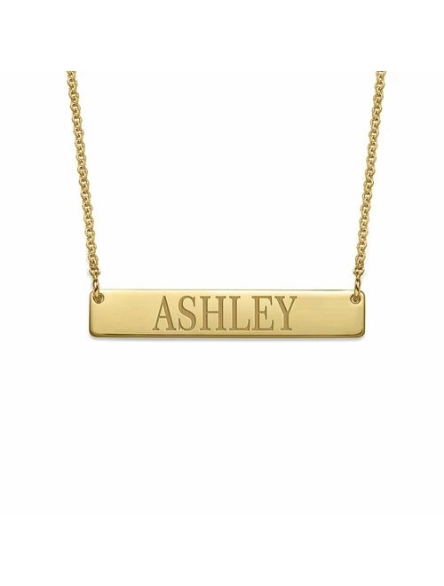 MyNameNecklace Personalized Bar Necklace Engraved Name Necklace Nameplate Bar-Christmas Jewelry Gift- Women Custom Pendant