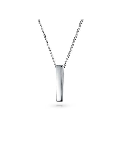 Simple Geometric Minimalist Engravable Vertical Bar Pendant Necklace For Women For Teen 925 Sterling Silver Personalize