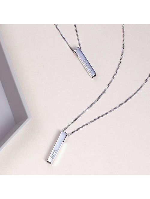 Simple Geometric Minimalist Engravable Vertical Bar Pendant Necklace For Women For Teen 925 Sterling Silver Personalize