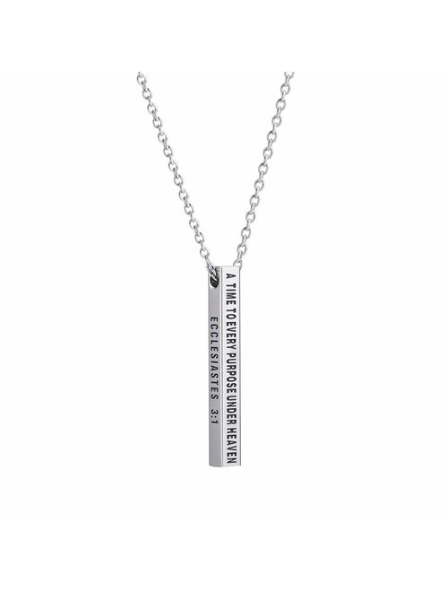 Forevereally 4 Sided Vertical Bar Necklace Inspirational Necklace I Am Enough Simple Pretty Necklace Cute Stainless Steel Pendant Graduation Necklace Gift