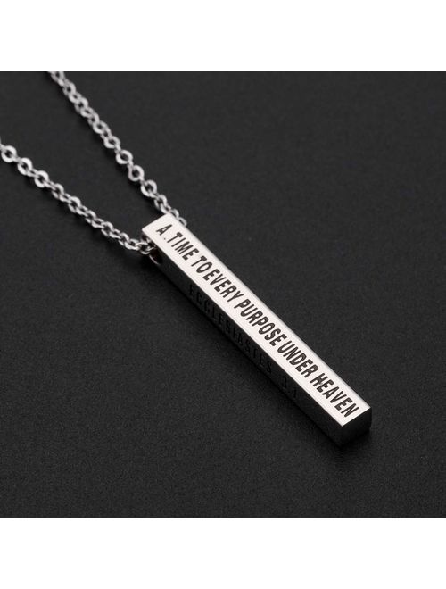 Forevereally 4 Sided Vertical Bar Necklace Inspirational Necklace I Am Enough Simple Pretty Necklace Cute Stainless Steel Pendant Graduation Necklace Gift