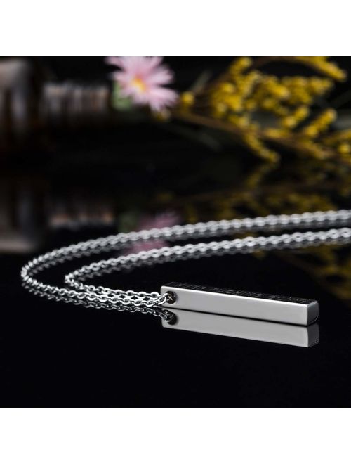 Forevereally 4 Sided Vertical Bar Necklace Inspirational Necklace I Am Enough Simple Pretty Necklace Cute Stainless Steel Pendant Graduation Necklace Gift