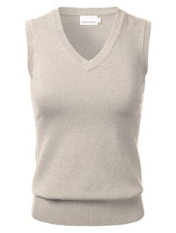 Women's Solid Classic V-Neck Sleeveless Pullover Sweater Vest Top