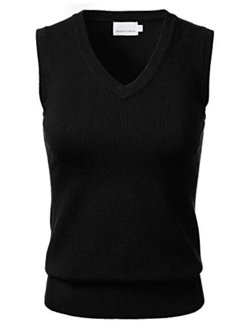 Women's Solid Classic V-Neck Sleeveless Pullover Sweater Vest Top