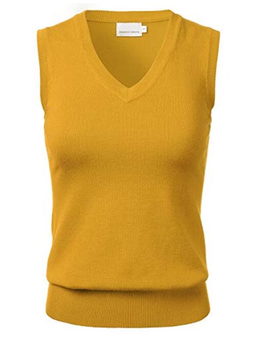 Women's Solid Classic V-Neck Sleeveless Pullover Sweater Vest Top