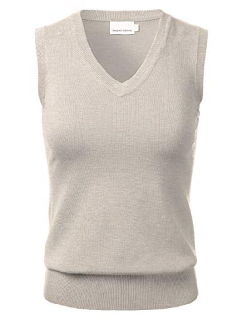 Women's Solid Classic V-Neck Sleeveless Pullover Sweater Vest Top