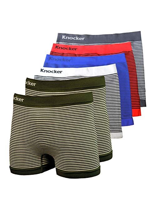 Knocker Nylon Stretchable Compression Boxer Brief 6-pcs Set, Assorted Colors