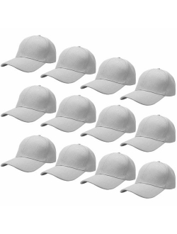 Falari Wholesale 12-Pack Baseball Cap Adjustable Size Plain Blank Solid Color