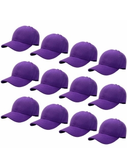 Falari Wholesale 12-Pack Baseball Cap Adjustable Size Plain Blank Solid Color