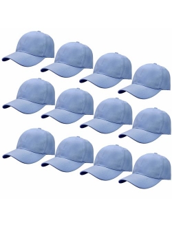 Falari Wholesale 12-Pack Baseball Cap Adjustable Size Plain Blank Solid Color