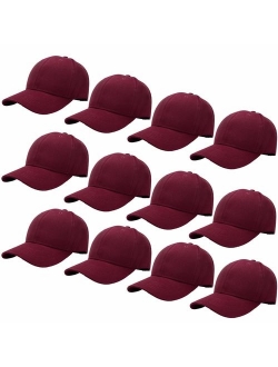 Falari Wholesale 12-Pack Baseball Cap Adjustable Size Plain Blank Solid Color