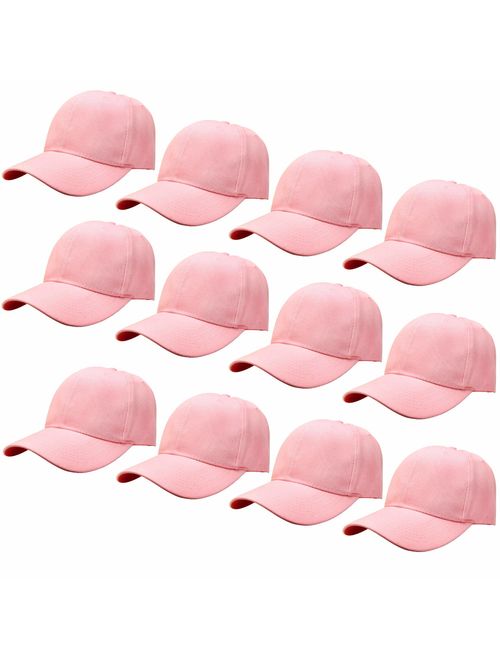 Falari Wholesale 12-Pack Baseball Cap Adjustable Size Plain Blank Solid Color