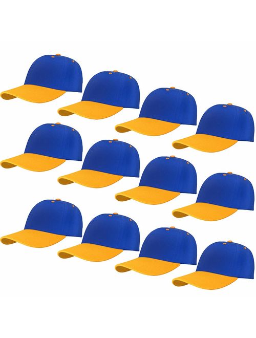 Falari Wholesale 12-Pack Baseball Cap Adjustable Size Plain Blank Solid Color