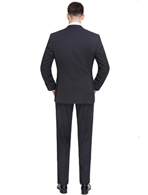 P&L Men's 2-Piece Classic Fit Suit Blazer Jacket Tux & Flat Front Pant