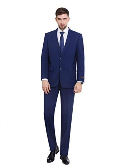 P&L Men's 2-Piece Classic Fit Suit Blazer Jacket Tux & Flat Front Pant