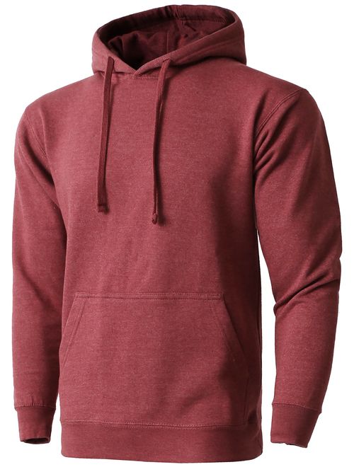 Hat and Beyond Mens Fleece Pullover Hoodie Heavyweight Sweatshirts 1HCA0009 (1maB019_heaburgnd, Small)