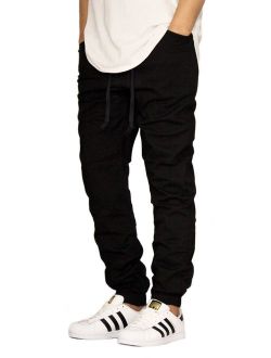 Victorious Men's Black Twill Drop Crotch Jogger Pants