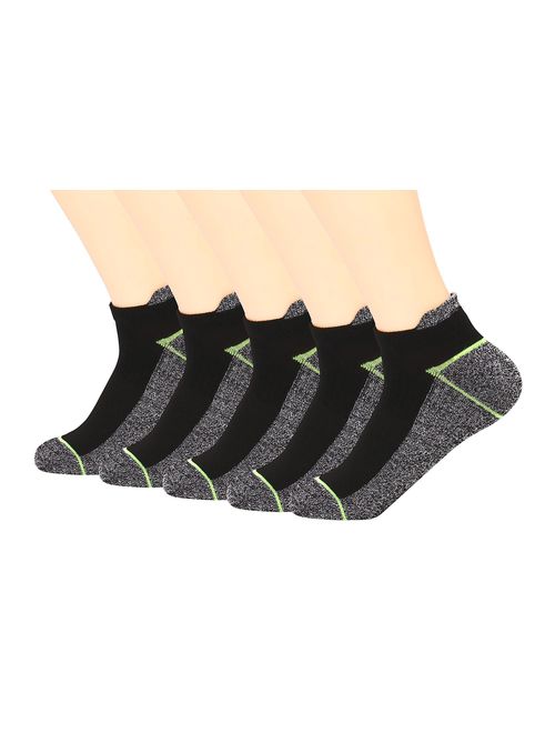 Copper Infused Athletic Low Cut Socks for Mens and Womens - Moisture Wicking Ankle No Show Socks with Tab 4/5 Pairs