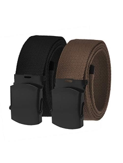 Men's Black Slider Military Belt Buckle with Canvas Web Belt