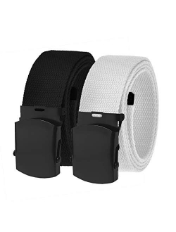 Men's Black Slider Military Belt Buckle with Canvas Web Belt