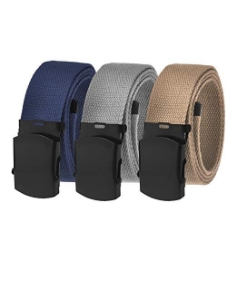 Men's Black Slider Military Belt Buckle with Canvas Web Belt