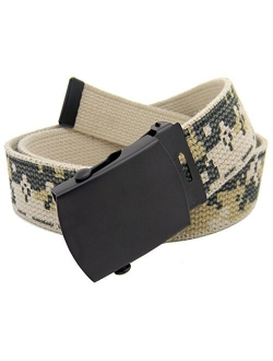 Men's Black Slider Military Belt Buckle with Canvas Web Belt