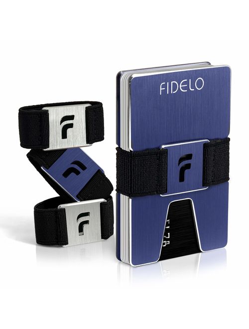 FIDELO Minimalist Wallet for Men - Slim Credit Card Holder Money Clip - RFID Blocking Front Pocket Mens Wallets