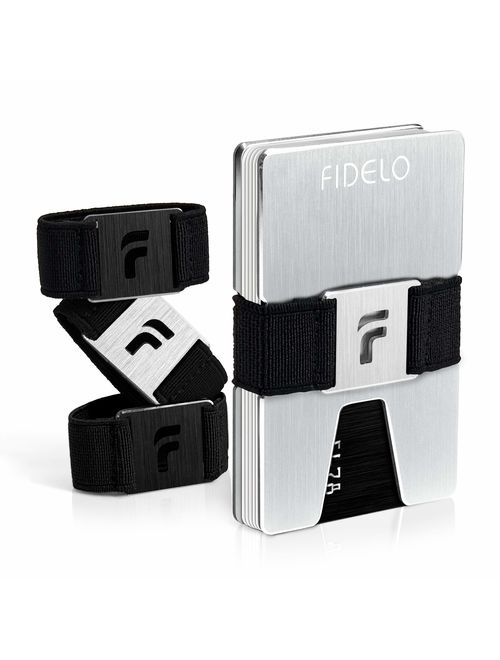 FIDELO Minimalist Wallet for Men - Slim Credit Card Holder Money Clip - RFID Blocking Front Pocket Mens Wallets