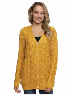 Lynz Pure Women's Cardigan Sweaters Button Down Knitwear Oversized Cable Knit Outerwear