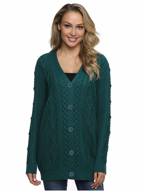 Lynz Pure Women's Cardigan Sweaters Button Down Knitwear Oversized Cable Knit Outerwear