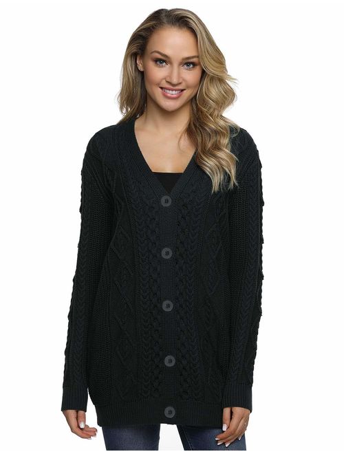 Lynz Pure Women's Cardigan Sweaters Button Down Knitwear Oversized Cable Knit Outerwear