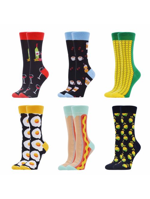 WeciBor Women's Funny Casual Combed Cotton Socks Packs