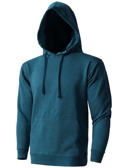 Hat and Beyond Mens Fleece Pullover Hoodie Heavyweight Sweatshirts 1HCA0009 (1maB019_cyancav, Small)