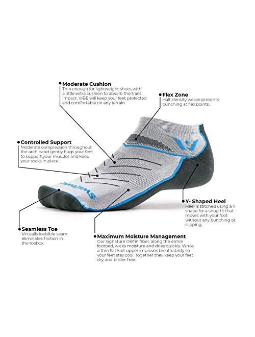 Swiftwick- VIBE ZERO Trail and Road Running Socks, No-Show