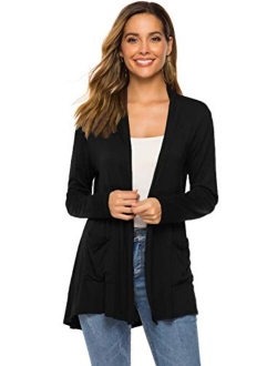 POGTMM Women's Casual Lightweight Open Front Long Sleeve Cardigans Sweater with Pockets