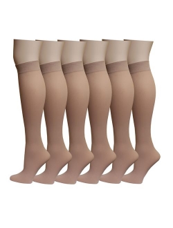 6 Pairs Women's Opaque Spandex Trouser Knee High Socks Queen Size 10-13