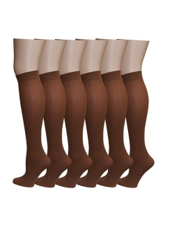 6 Pairs Women's Opaque Spandex Trouser Knee High Socks Queen Size 10-13