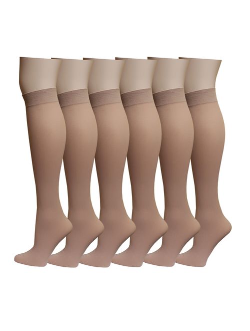 6 Pairs Women's Opaque Spandex Trouser Knee High Socks Queen Size 10-13