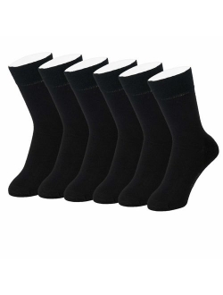 Feetalk 98% Cotton 6 Pack Lightweight Solid Dress Crew Socks for Business and Casual,Men's and Women's Socks