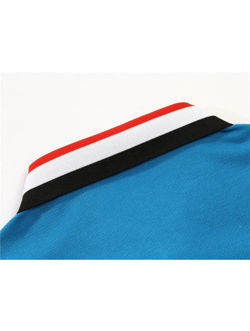 SanVera17 Men Casual Classic Retro Tri-Color Collar Solid Color Polo Shirts Cotton Short Sleeve T-Shirt