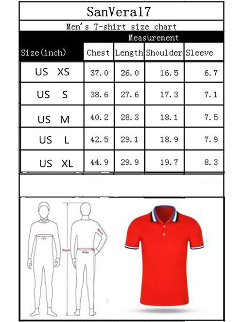 SanVera17 Men Casual Classic Retro Tri-Color Collar Solid Color Polo Shirts Cotton Short Sleeve T-Shirt