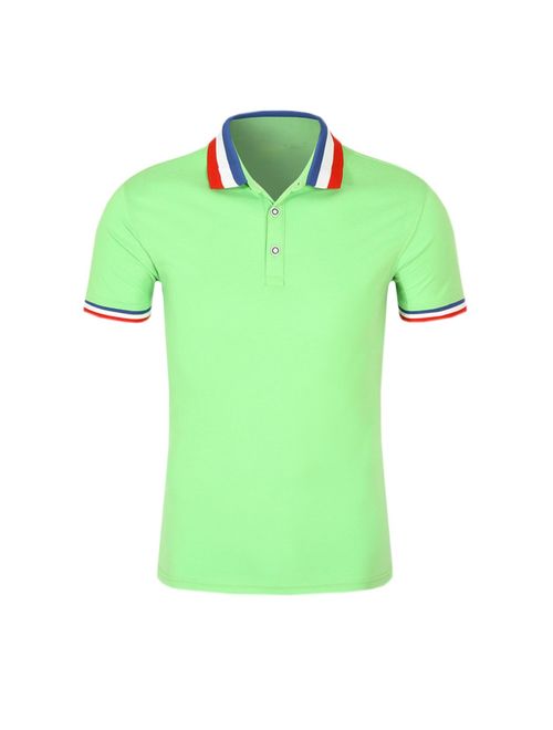 SanVera17 Men Casual Classic Retro Tri-Color Collar Solid Color Polo Shirts Cotton Short Sleeve T-Shirt