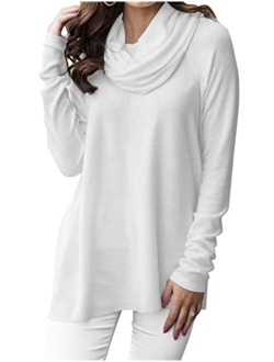 Minclouse Women's Long Sleeve Cowl Neck Sweater Pullover Turtleneck Casual Loose Sweatshirts Tunic Tops