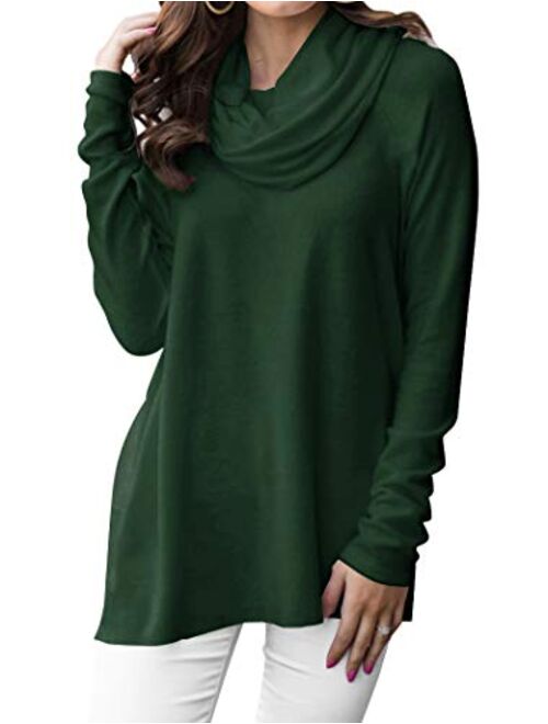 Minclouse Women's Long Sleeve Cowl Neck Sweater Pullover Turtleneck Casual Loose Sweatshirts Tunic Tops