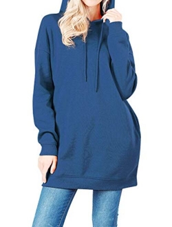 MixMatchy Women's Casual V-Neck Pocket Loose Sweatshirt Tunic