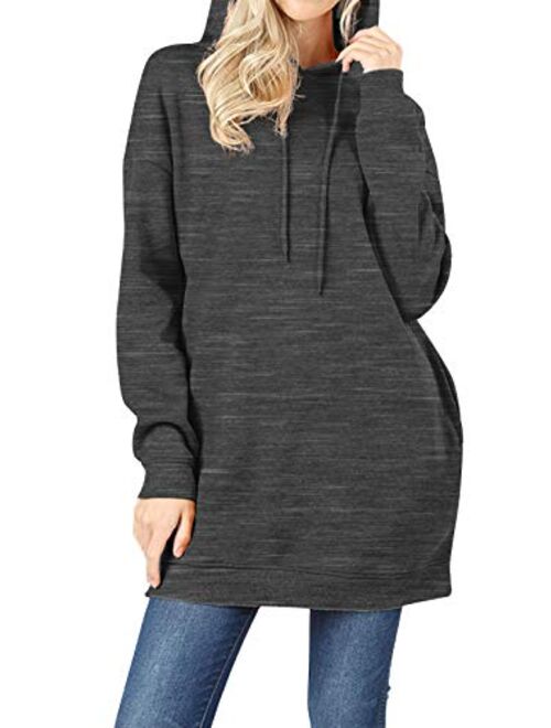 MixMatchy Women's Casual V-Neck Pocket Loose Sweatshirt Tunic