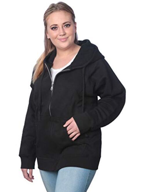 Beverly Rock Womens Sweatshirt Plus Size Heavyweight Active Fleece Full Zip-Up Hoodie